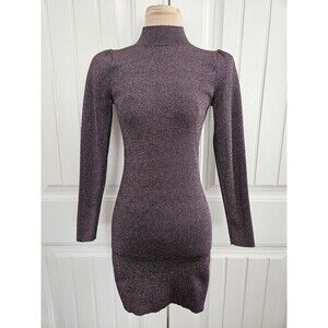 ASTR the Label Tillie Long Sleeve Sparkle Bodycon Mini Pink/Black Shimmer Sz M